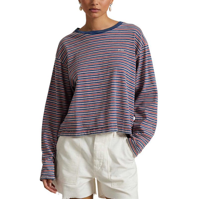 Polo Ralph Lauren Striped Jersey Cropped Long Sleeve Tee image number 0